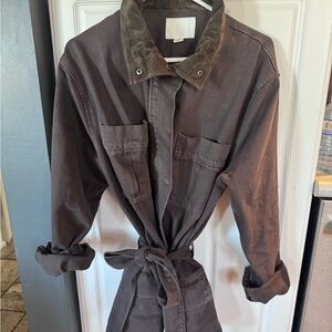Zara Dark Brown Utility Jacket with Tie Waist